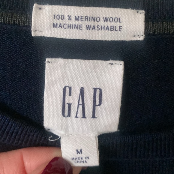 GAP 100% merino wool machine washable navy heather crew lightweight 2018 SZ M - Picture 5 of 9